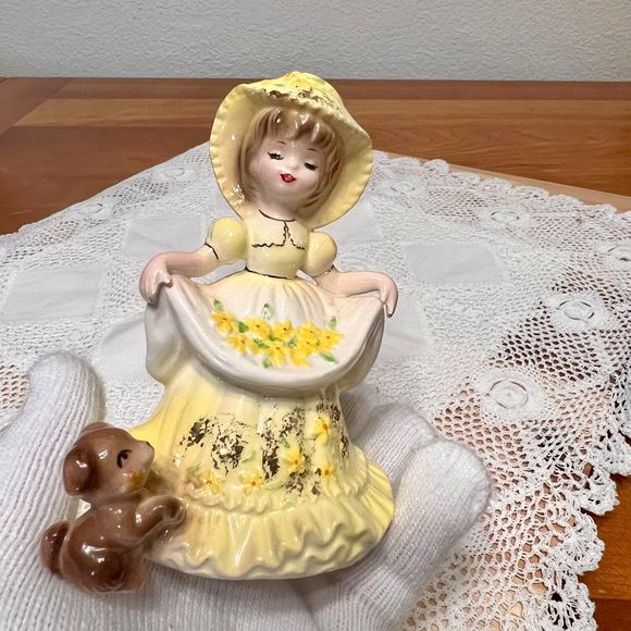 Josef Originals Vintage Colonial Days Girl Series, Girl and Dog Figurine - Picture 2 of 10